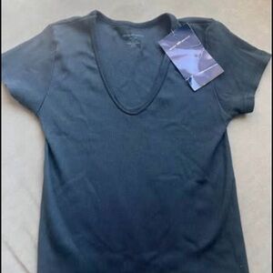 Brandy Melville Black V-Neck Tee